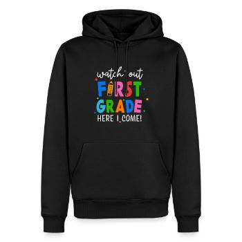 Hallo 1. Klasse Zurück zur Schule Erster Tag - Männer Premium Bio Hoodie - Schwarz - Vorne - Nico (187cm)