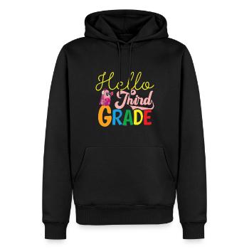 Hallo 1. Klasse Zurück zur Schule Erster Tag - Männer Premium Bio Hoodie - Schwarz - Vorne - Nico (187cm)