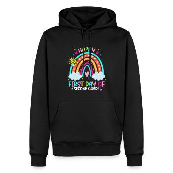 Second Grade Rainbow Girls Boys Teacher Team 2nd - Men’s Premium Organic Hoodie - black - Front - Nico (187cm)