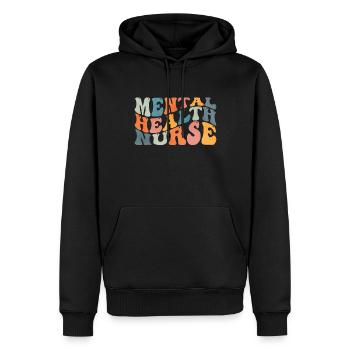 Infirmière en santé mentale Groovy - Sweat à capuche Premium bio Homme - noir - Devant - Nico (187cm)