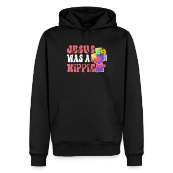 Groovy Frieden Liebe Christliches Kreuz - Männer Premium Bio Hoodie - Schwarz - Vorne - Nico (187cm)