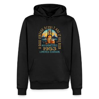 70. Geburtstag 1953 70er Guter Jahrgang Whisky - Männer Premium Bio Hoodie - Schwarz - Vorne - Nico (187cm)