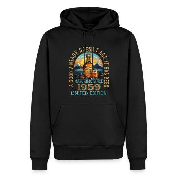 64ème Anniversaire 1959 '64 Bon Vintage Whisky - Sweat à capuche Premium bio Homme - noir - Devant - Nico (187cm)