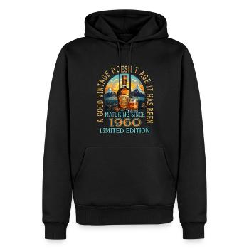 63. Geburtstag 1960 63er Guter Jahrgang Whisky - Männer Premium Bio Hoodie - Schwarz - Vorne - Nico (187cm)
