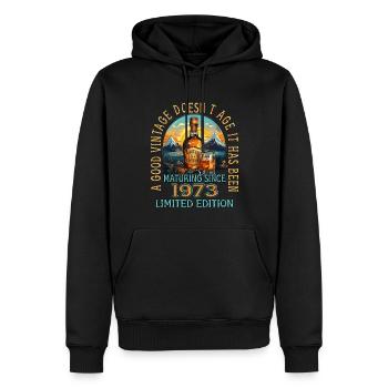 50. Geburtstag 1973 50er Guter Jahrgang Whisky - Männer Premium Bio Hoodie - Schwarz - Vorne - Nico (187cm)