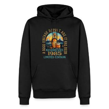 38. Geburtstag 1985 38er Guter Jahrgang Whisky - Männer Premium Bio Hoodie - Schwarz - Vorne - Nico (187cm)