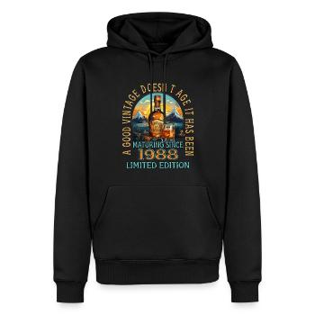 35. Geburtstag 1988 35er Guter Jahrgang Whisky - Männer Premium Bio Hoodie - Schwarz - Vorne - Nico (187cm)