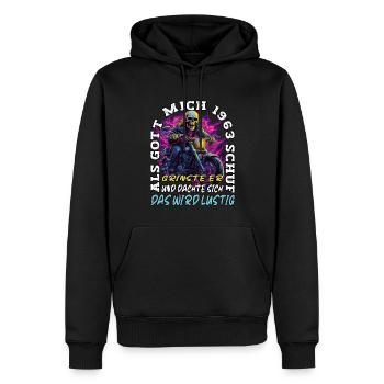 61. Geburtstag als Gott mich schuf Motorrad 1963 - Männer Premium Bio Hoodie - Schwarz - Vorne - Nico (187cm)