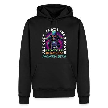 61. Geburtstag als Gott mich schuf Motorrad 1963 - Männer Premium Bio Hoodie - Schwarz - Vorne - Nico (187cm)
