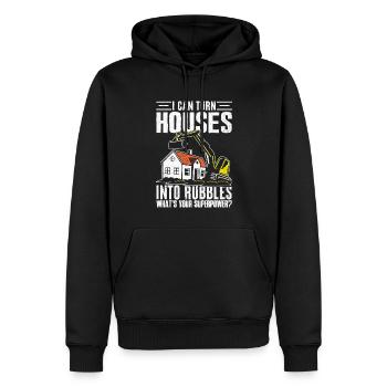 Journée amusante de démolition de maison - Sweat à capuche Premium bio Homme - noir - Devant - Nico (187cm)