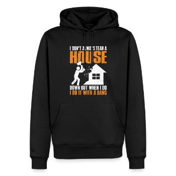 Lustiger Tag des Hausabrisses - Männer Premium Bio Hoodie - Schwarz - Vorne - Nico (187cm)