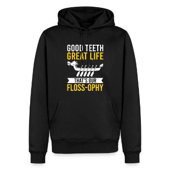 Drôle de technicien pour laboratoire dentaire - Sweat à capuche Premium bio Homme - noir - Devant - Nico (187cm)