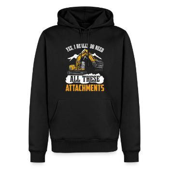 Drôle d’opérateur d’excavatrice Anniversaire HEO - Sweat à capuche Premium bio Homme - noir - Devant - Nico (187cm)