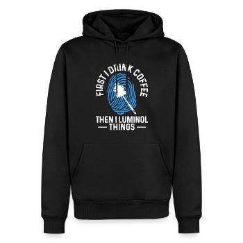 Drôle de scientifique médico-légal - Sweat à capuche Premium bio Homme - noir - Devant - Nico (187cm)