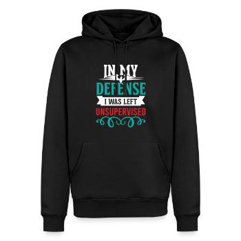 Cool Drôle Tee Dans Ma Défense, J’Étais Gauche - Sweat à capuche Premium bio Homme - noir - Devant - Nico (187cm)