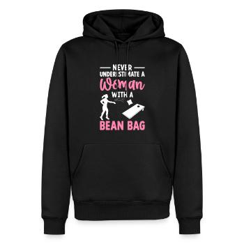 Funny Cornhole Girl Player Corn Hole - Sweat à capuche Premium bio Homme - noir - Devant - Nico (187cm)