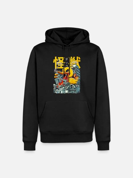 Kaiju Duck Japanese Anime Monster Rubber Duck - Men’s Premium Organic Hoodie - black