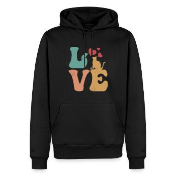 Cat LOVE Amoureux des chats J’aime les chats - Sweat à capuche Premium bio Homme - noir - Devant - Nico (187cm)