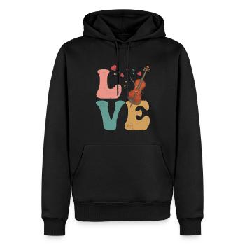 Violoncelle Instrument Violoncelliste LOVE - Sweat à capuche Premium bio Homme - noir - Devant - Nico (187cm)