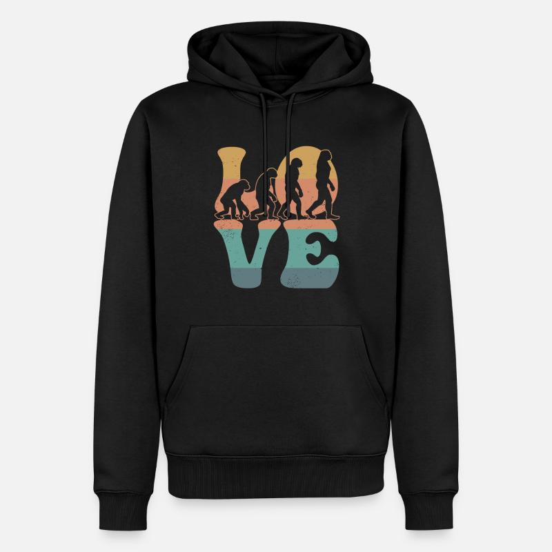 Charles Darwin Evolutionstheorie LIEBE - Männer Premium Bio Hoodie - Schwarz