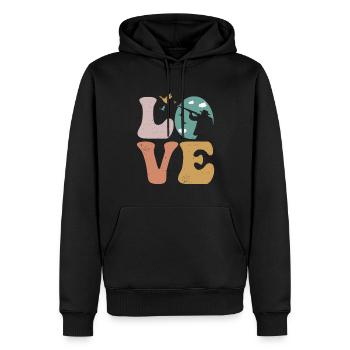 Chasse aux canards Chasse au canard LOVE - Sweat à capuche Premium bio Homme - noir - Devant - Nico (187cm)