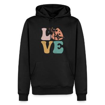 E-Gitarre Elektronische Gitarre LOVE - Männer Premium Bio Hoodie - Schwarz - Vorne - Nico (187cm)