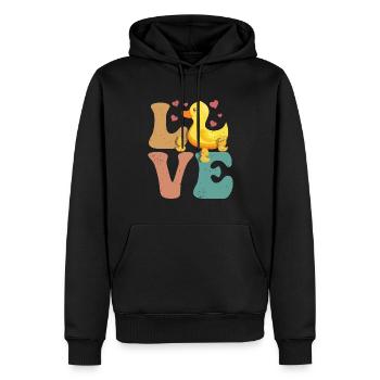 Les canetons ADORENT - Sweat à capuche Premium bio Homme - noir - Devant - Nico (187cm)