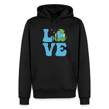 Ecologist Ecology Environment LOVE - Men’s Premium Organic Hoodie - black - Front - Nico (187cm)