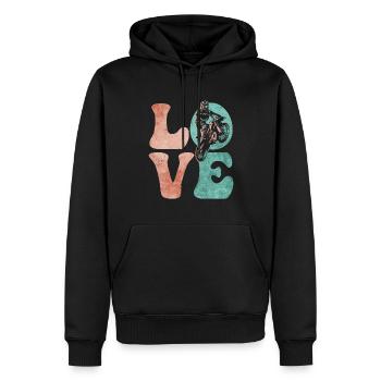 Dirt Bike Motocross Dirt Biking Enduro LOVE - Männer Premium Bio Hoodie - Schwarz - Vorne - Nico (187cm)