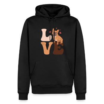 Bulldogge Hund LIEBE - Männer Premium Bio Hoodie - Schwarz - Vorne - Nico (187cm)