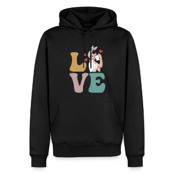 Cafeteria-Mitarbeiterin Lunch Lady LOVE - Männer Premium Bio Hoodie - Schwarz - Vorne - Nico (187cm)
