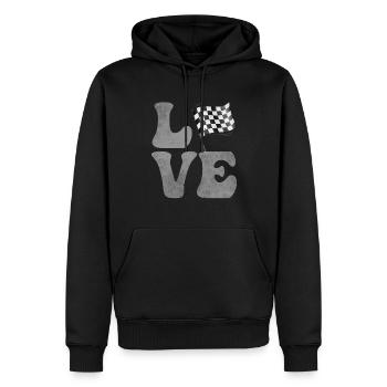 Car Racing Car Car Driver LOVE - Sweat à capuche Premium bio Homme - noir - Devant - Nico (187cm)