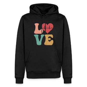 Infirmière cardiaque cardiologie SNC LOVE - Sweat à capuche Premium bio Homme - noir - Devant - Nico (187cm)