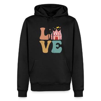 Cirque Carnaval AMOUR - Sweat à capuche Premium bio Homme - noir - Devant - Nico (187cm)