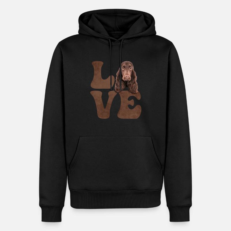 Cocker Spaniel Chien AMOUR - Sweat à capuche Premium bio Homme - noir