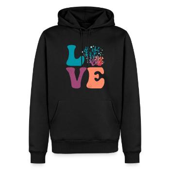 Récif de Corail Mer Océan AMOUR - Sweat à capuche Premium bio Homme - noir - Devant - Nico (187cm)