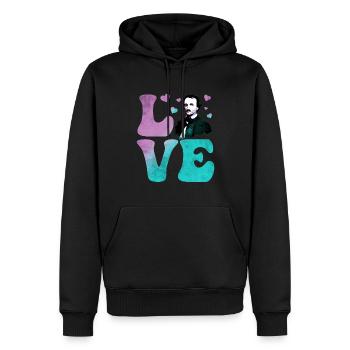 Edgar Allan Poe Littérature anglaise AMOUR - Sweat à capuche Premium bio Homme - noir - Devant - Nico (187cm)