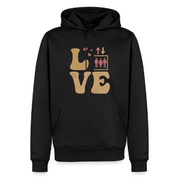 Mécanicien d’ascenseur LOVE - Sweat à capuche Premium bio Homme - noir - Devant - Nico (187cm)