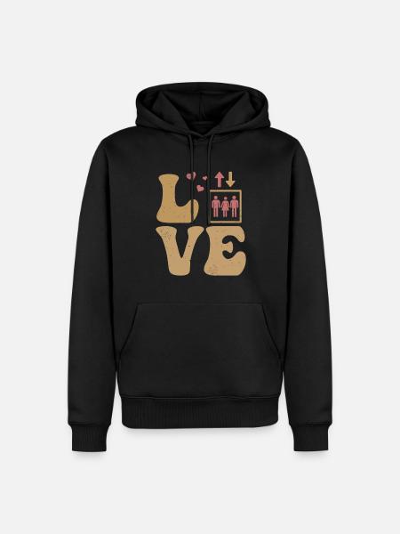 Elevator Mechanic LOVE - Men’s Premium Organic Hoodie - black