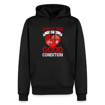 Récupération d’une opération à cœur ouvert - Sweat à capuche Premium bio Homme - noir - Devant - Nico (187cm)