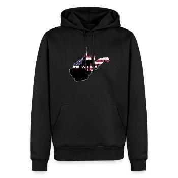 Mothman USA Flagge Karte Kryptid Kryptozoologie - Männer Premium Bio Hoodie - Schwarz - Vorne - Nico (187cm)
