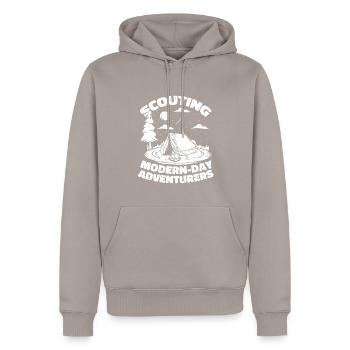 Pfadfinder - Männer Premium Bio Hoodie - Taupe - Vorne - Nico (187cm)