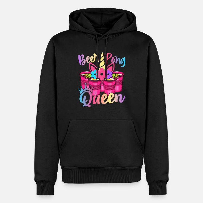 Bier-Pong-Mädchen-Trinkspiel - Männer Premium Bio Hoodie - Schwarz