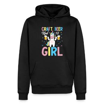 Brasserie artisanale Girl Home Brewery - Sweat à capuche Premium bio Homme - noir - Devant - Nico (187cm)