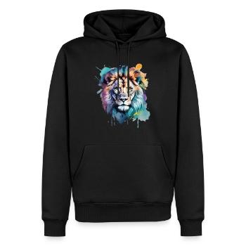 Colorful Lion Head - Männer Premium Bio Hoodie - Schwarz - Vorne - Nico (187cm)