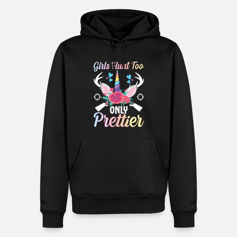 Hirschjagd Mädchen Jägerin - Männer Premium Bio Hoodie - Schwarz