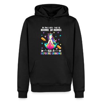 Canoista femmina che pagaia - Felpa con cappuccio ecologica premium da uomo - nero - Fronte - Nico (187cm)