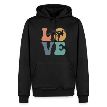 Combattant d’arts martiaux de capoeira - Sweat à capuche Premium bio Homme - noir - Devant - Nico (187cm)