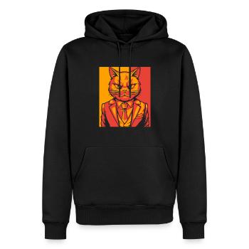 Katze - Männer Premium Bio Hoodie - Schwarz - Vorne - Nico (187cm)