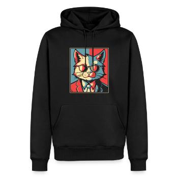 Katze - Männer Premium Bio Hoodie - Schwarz - Vorne - Nico (187cm)